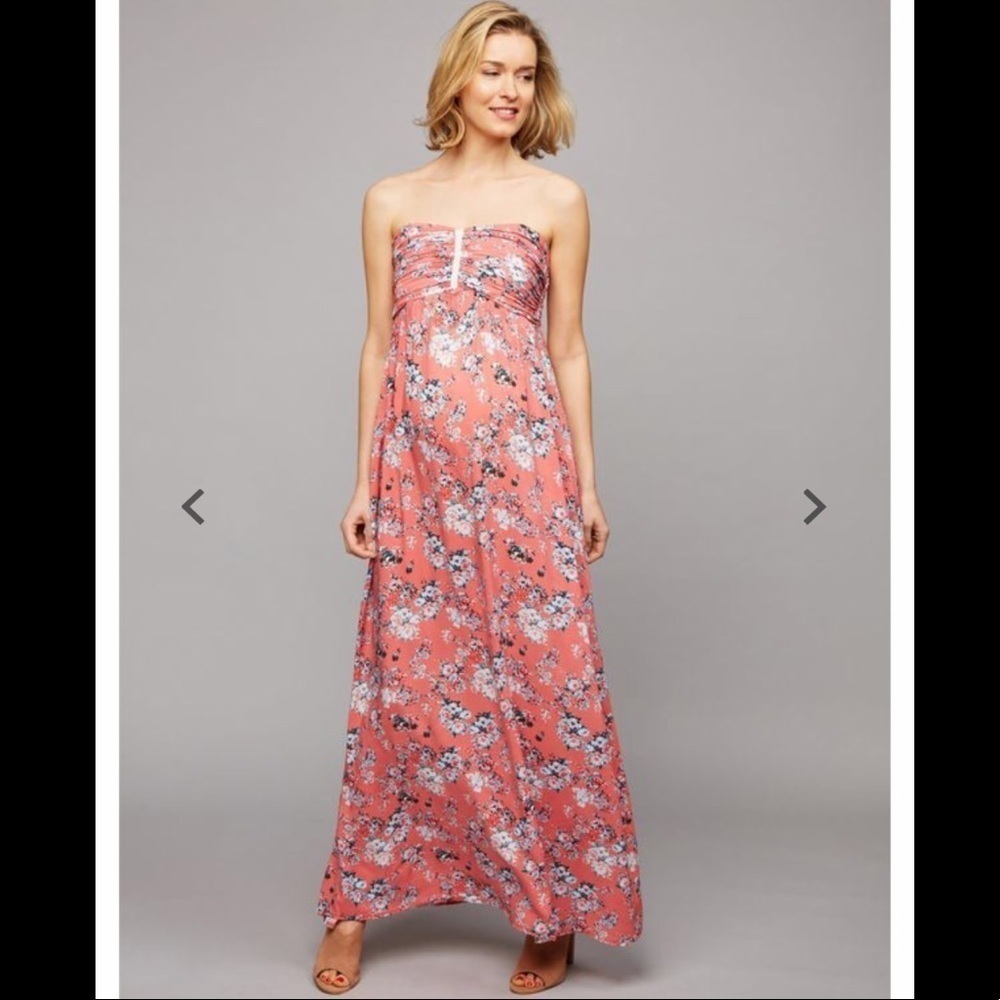 Envie de Fraise Bellafleurs Elsaimpfleur Coral Strapless Maternity Maxi. 8 NWT!
